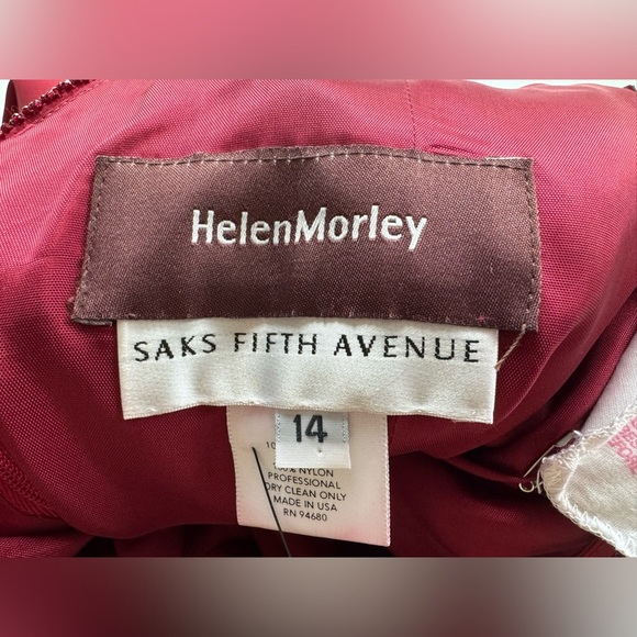 Saks Fifth Avenue Helen Morley Red Beaded Off-Shoulder Silk Evening Gown *FLAWS - Picture 8 of 15